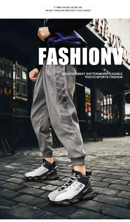 DZAG Men's High-Top Basketball Sneakers Shock Absorbing Casual Shoes