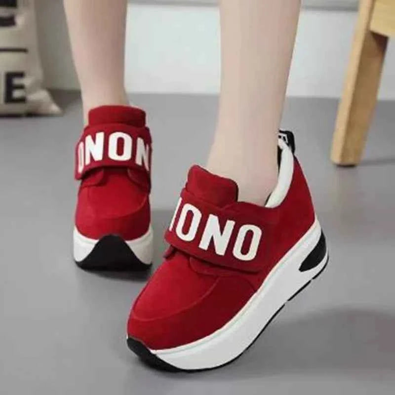 Women's Platform Wedge Sneakers - High Heel Casual Shoes