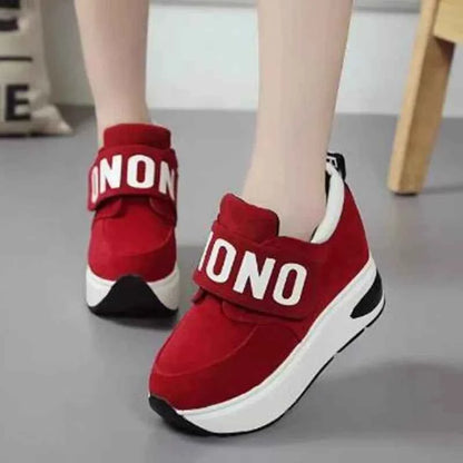 Women's Platform Wedge Sneakers - High Heel Casual Shoes