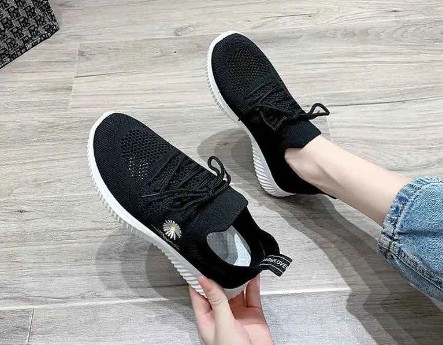 Okkdey Women's Casual Sneakers Comfortable Stretch Fabric Tennis Shoes