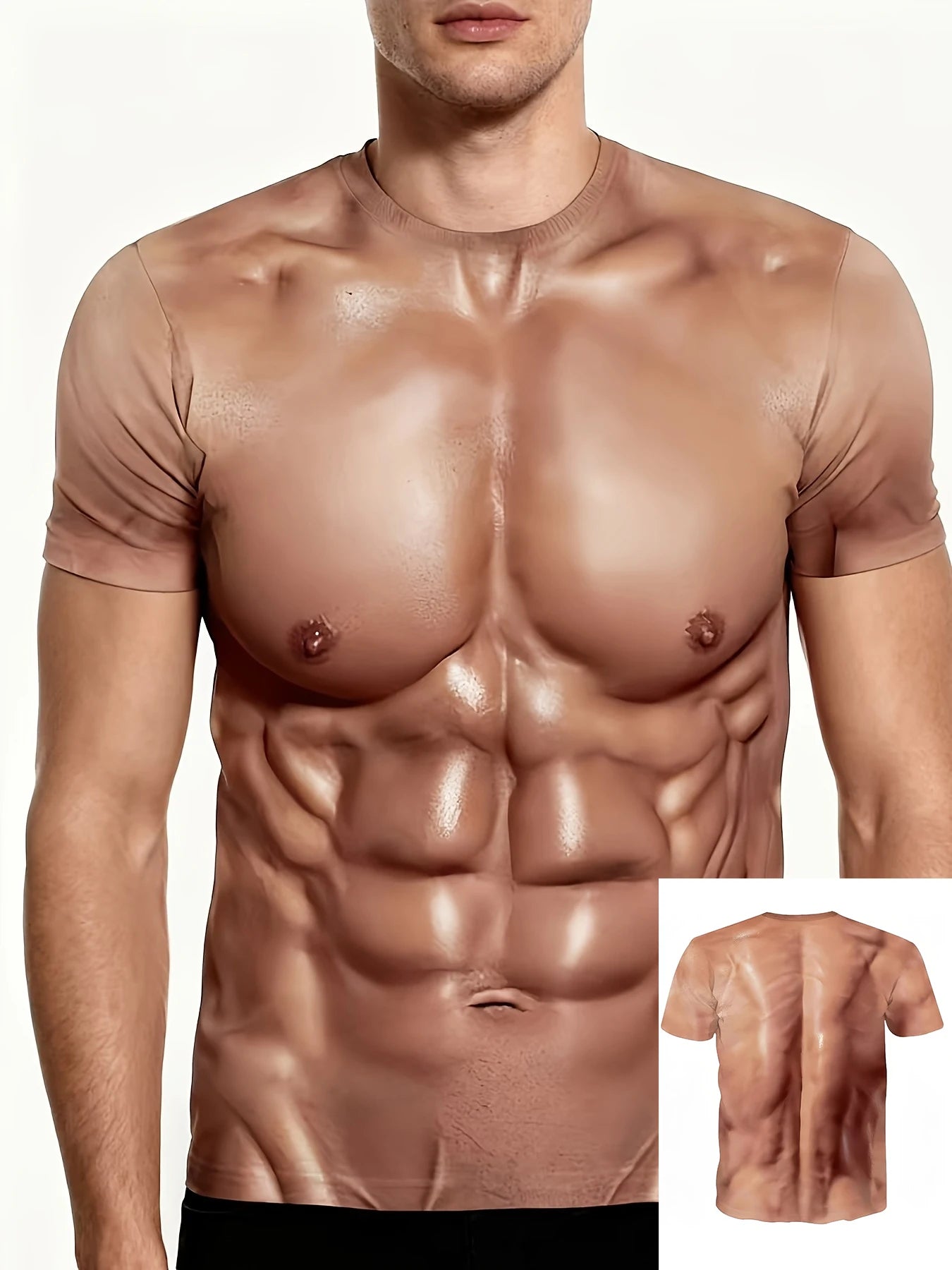 Men's Muscle Abs Print T-Shirt - Oversized Athletic Tee - SlayGood