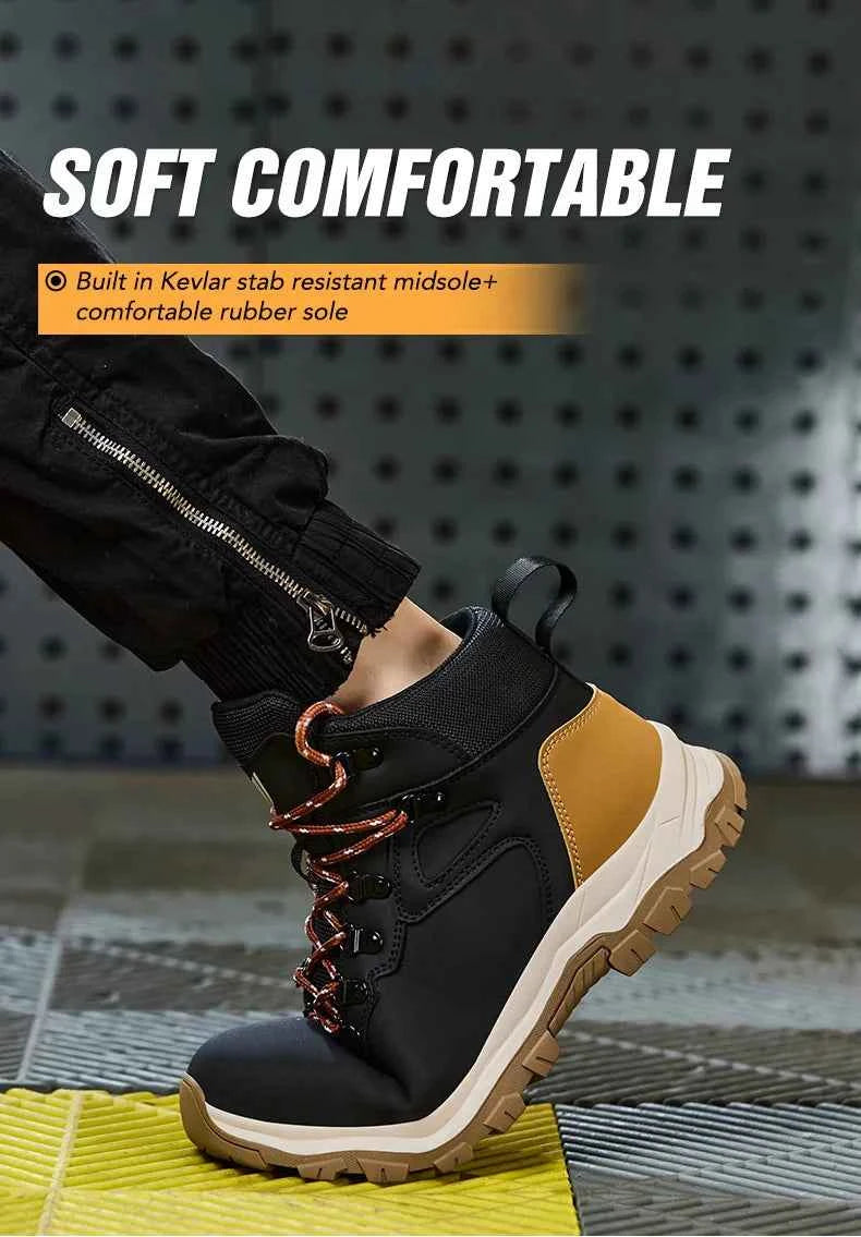 Men's Steel Toe Safety Work Boots - Lightweight Industrial Shoes