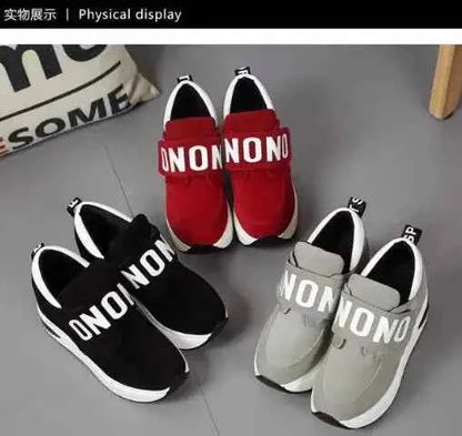 Women's Platform Wedge Sneakers - High Heel Casual Shoes