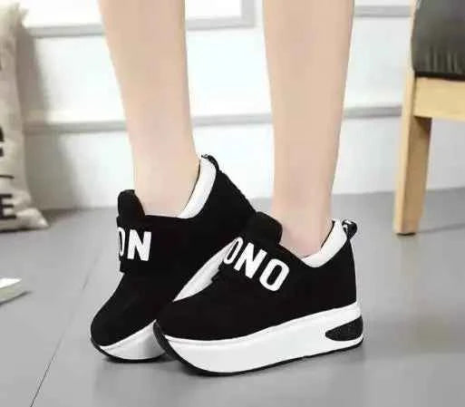 Women's Platform Wedge Sneakers - High Heel Casual Shoes