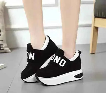 Women's Platform Wedge Sneakers - High Heel Casual Shoes