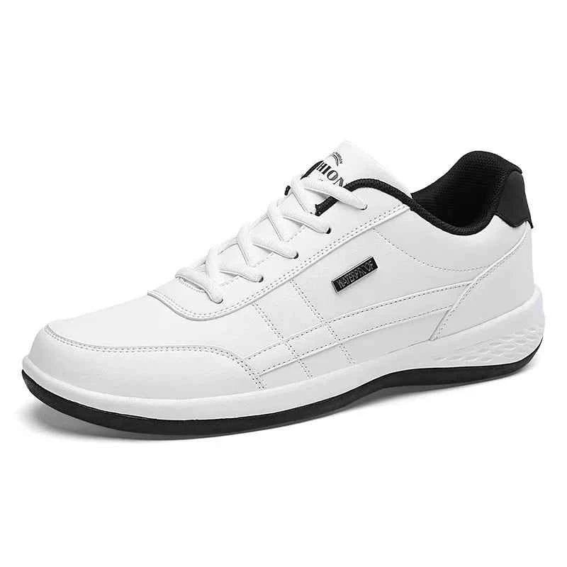 Men's Waterproof Leather Sneakers - Casual Lace-Up Shoes