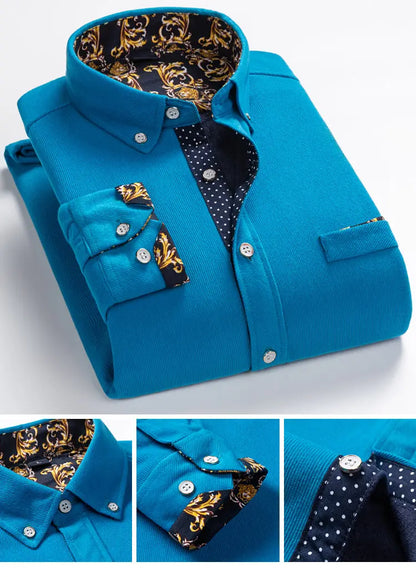 Men's Thick Casual Print Shirt - Long Sleeve Streetwear - SlayGood