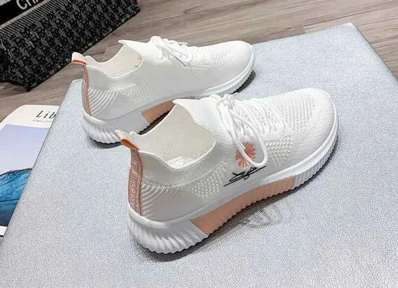 Okkdey Women's Casual Sneakers Comfortable Stretch Fabric Tennis Shoes