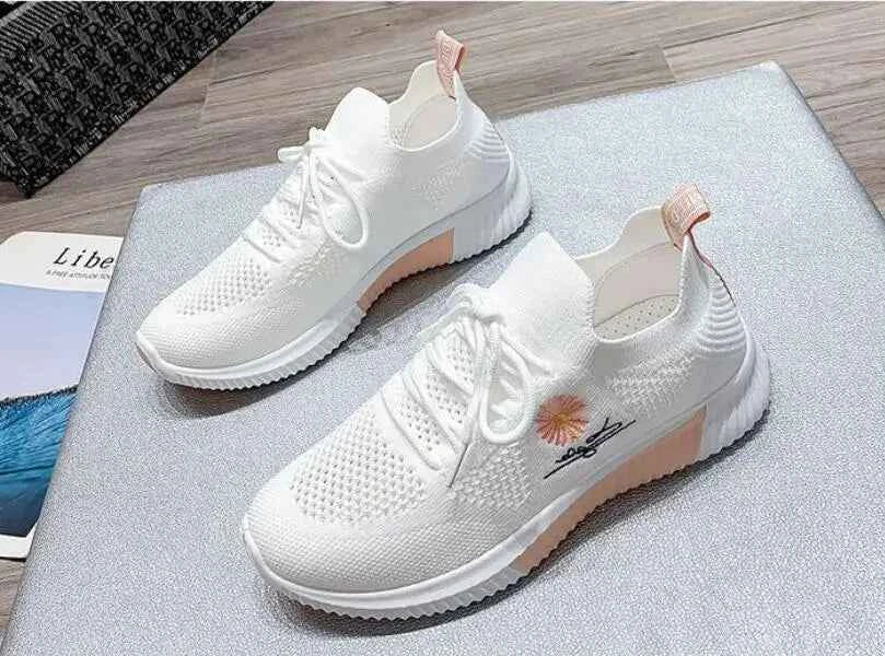 Okkdey Women's Casual Sneakers Comfortable Stretch Fabric Tennis Shoes