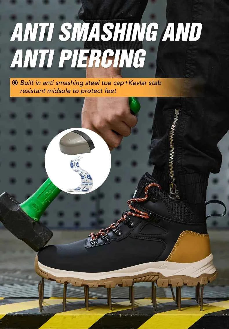 Men's Steel Toe Safety Work Boots - Lightweight Industrial Shoes