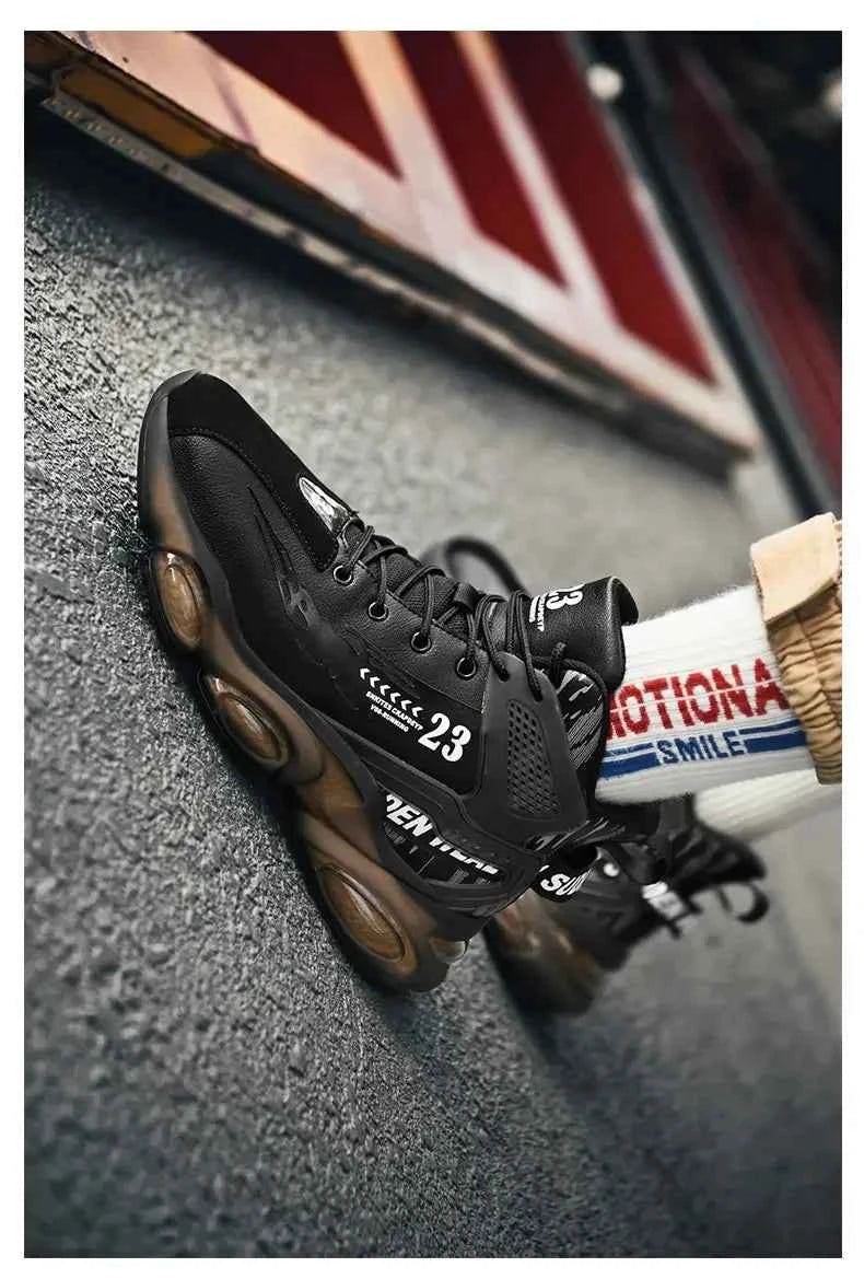 DZAG Men's High-Top Basketball Sneakers Shock Absorbing Casual Shoes