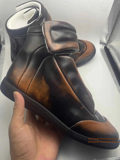 Men's Designer High-Top Leather Sneakers - Premium Ankle Boots