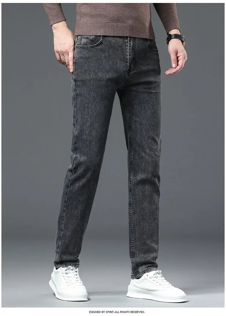 Men's Slim Fit Dress Jeans - Smart Casual Black Denim - SlayGood