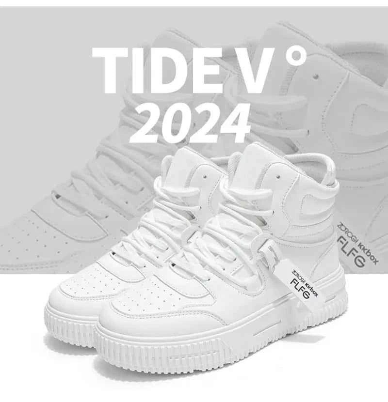 PDMCMS Men's High-Top Sneakers Waterproof Skateboard Casual Shoes