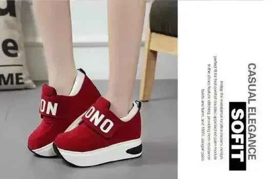 Women's Platform Wedge Sneakers - High Heel Casual Shoes