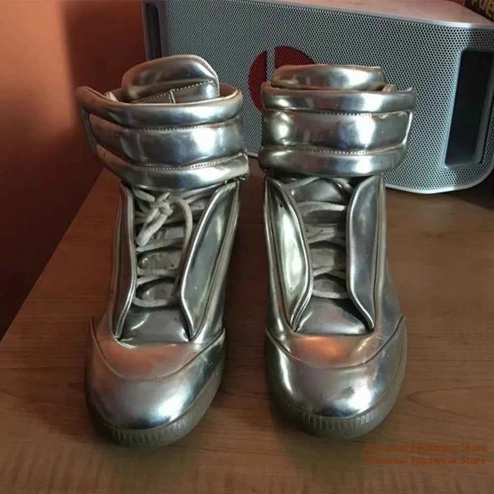 Men's Designer High-Top Leather Sneakers - Premium Ankle Boots