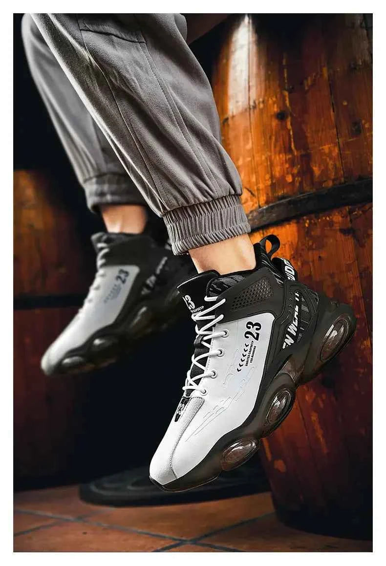 DZAG Men's High-Top Basketball Sneakers Shock Absorbing Casual Shoes