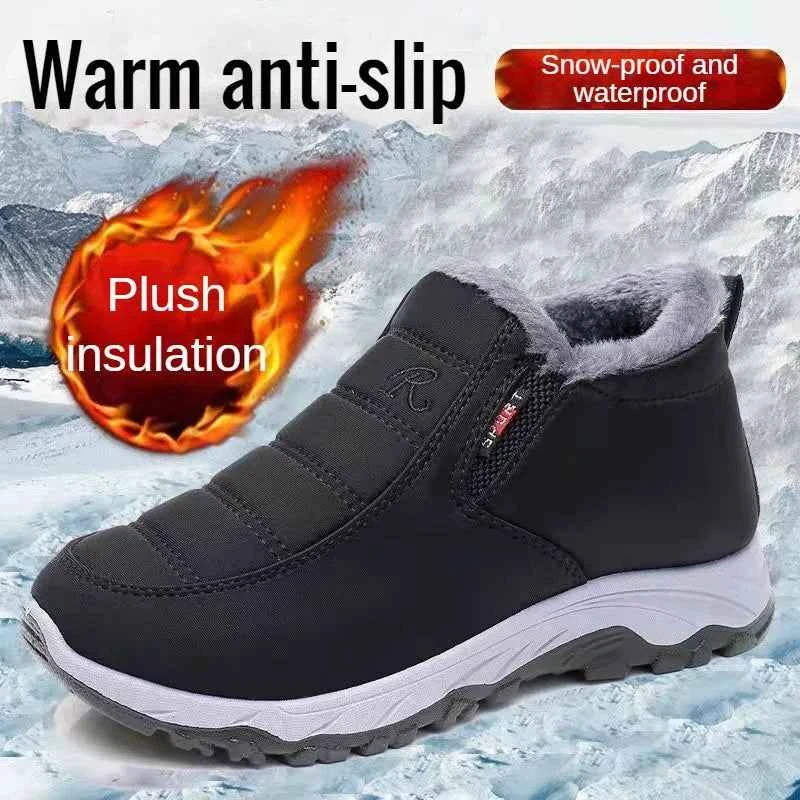 Women's Winter Ankle Boots - Warm Plush Lined Slip-On Shoes