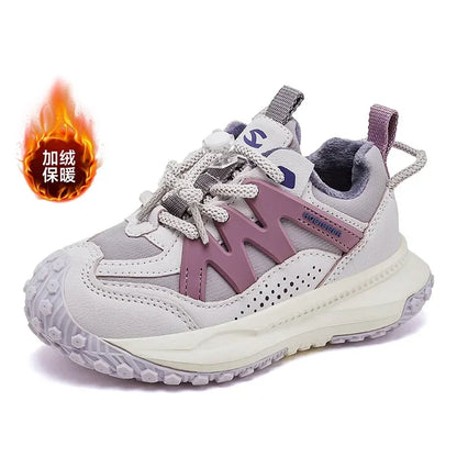 Kids Winter Sneakers - Warm Plush Lined Sports Shoes