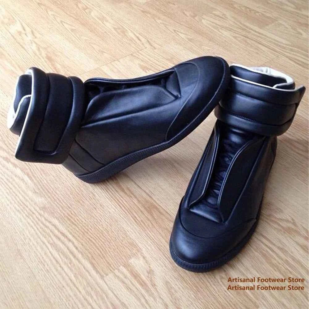 Men's Designer High-Top Leather Sneakers - Premium Ankle Boots
