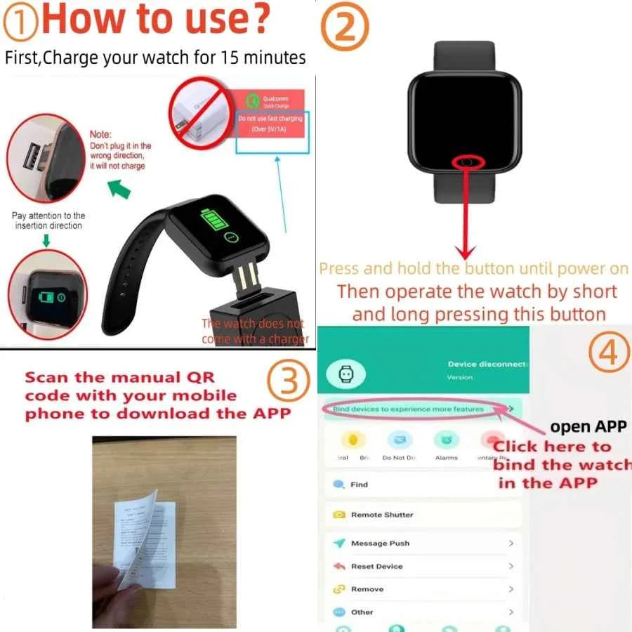 Bluetooth Smart Watch Fitness Tracker