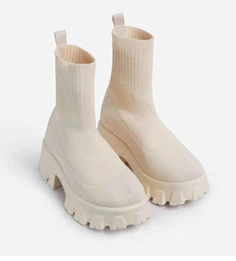 Women's Platform Slip-On Sneakers - Casual Heeled Shoes