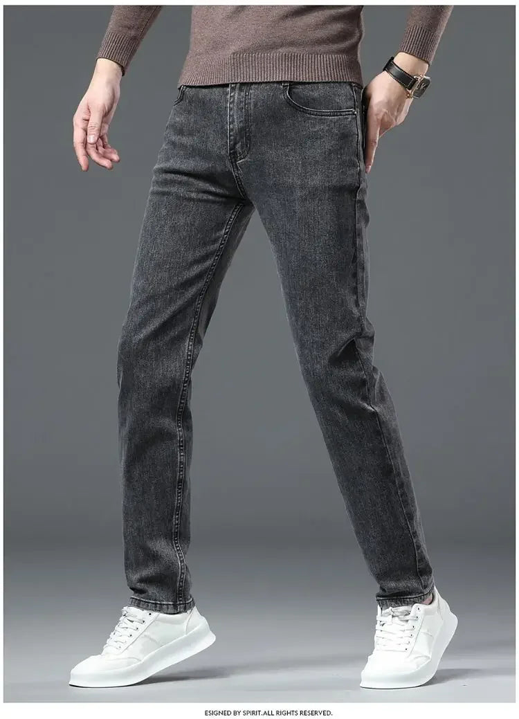 Men's Slim Fit Dress Jeans - Smart Casual Black Denim - SlayGood