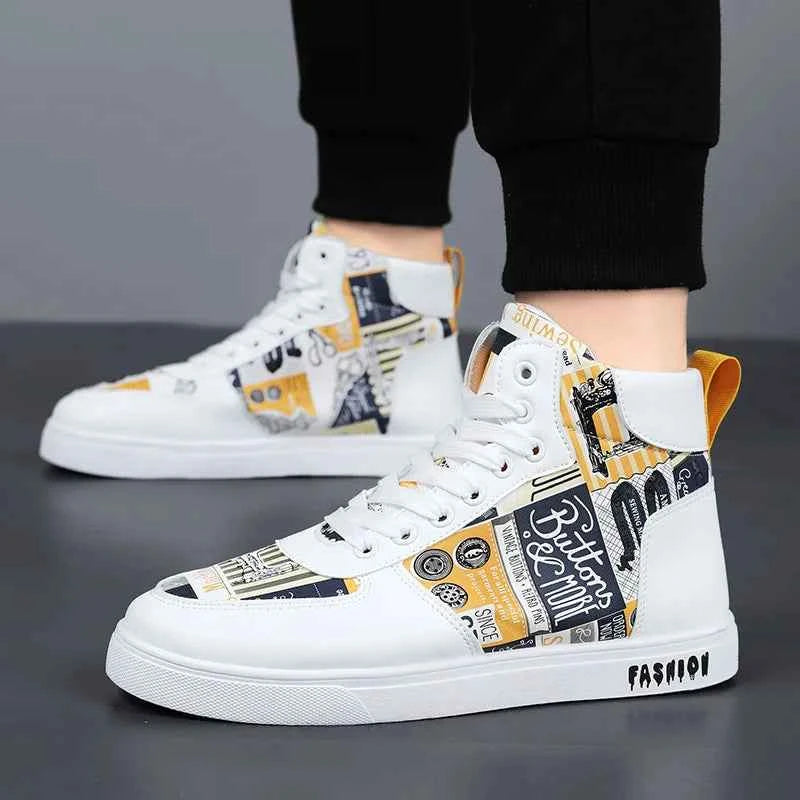 Men's High-Top Hemp Sneakers - Breathable Casual Shoes