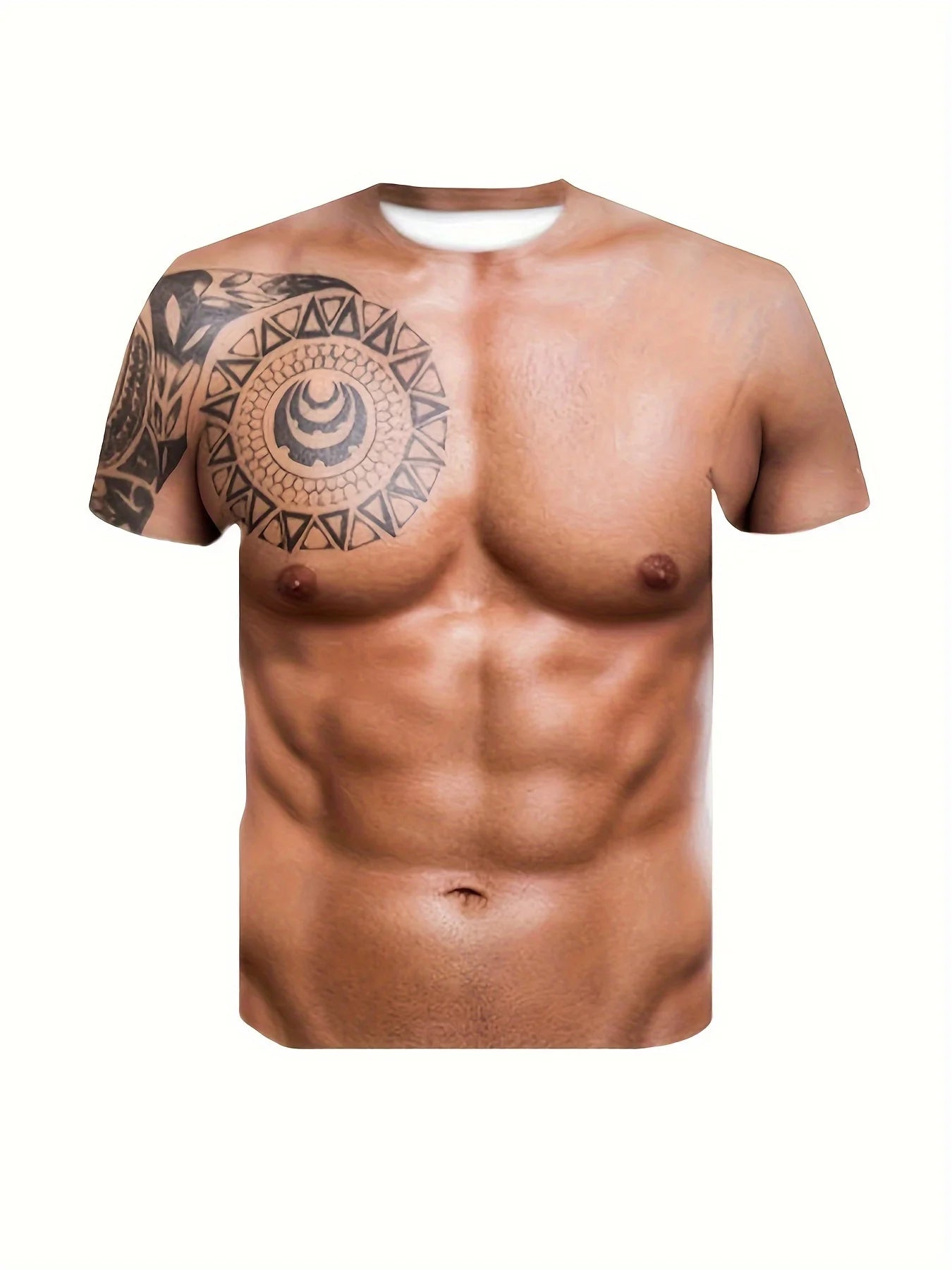Men's Muscle Abs Print T-Shirt - Oversized Athletic Tee - SlayGood