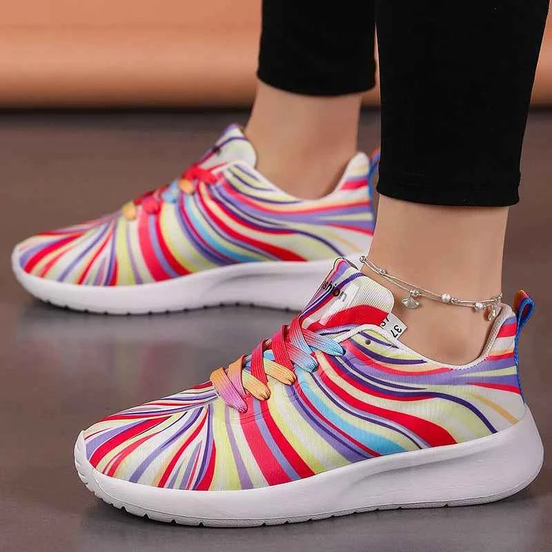 KUIDFAR Women's Colorful Sneakers Breathable Mesh Sports Shoes