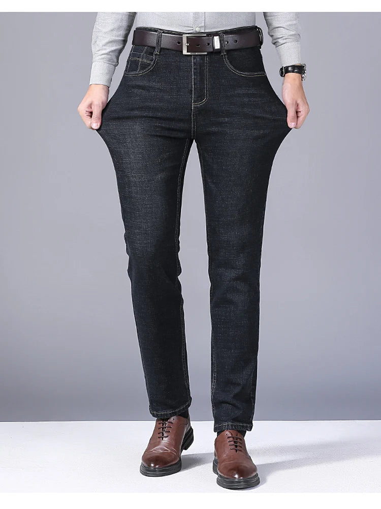Men's Stretch Straight Jeans - Slim Fit Business Denim - SlayGood