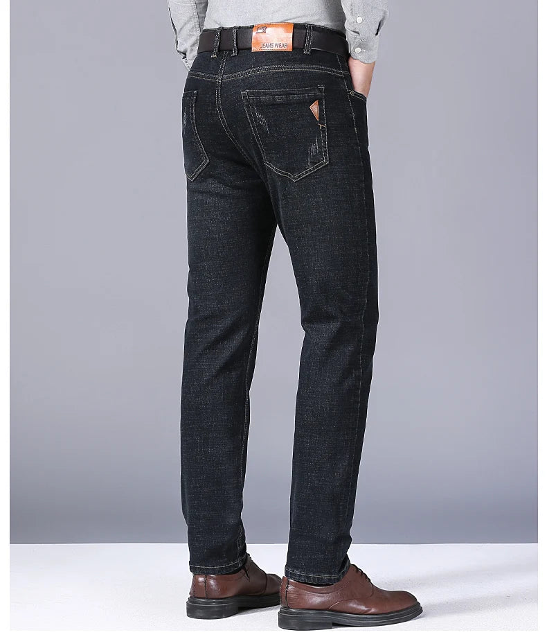 Men's Stretch Straight Jeans - Slim Fit Business Denim - SlayGood