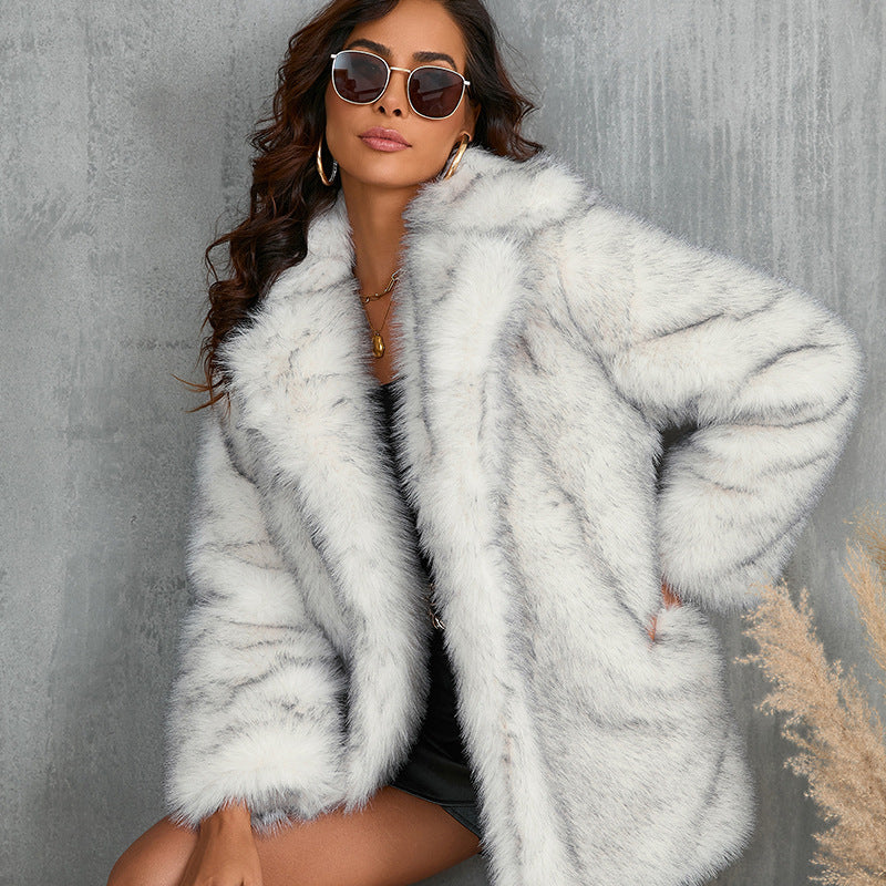 Faux Fur Coat - Long Sleeve Winter Jacket - SlayGood