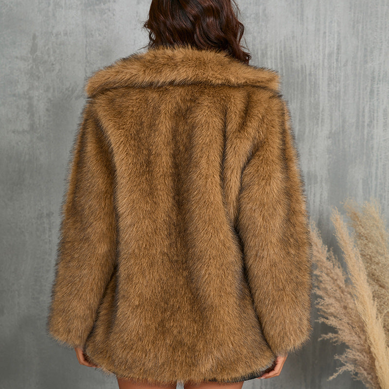 Faux Fur Coat - Long Sleeve Winter Jacket - SlayGood